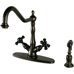 image:imageKingston Brass KS1235PKXBS 8inch Centerset Deck Mount Kitchen Faucet with Brass Sprayer Oil Rubbed BronzeOil Rubbed Bronze