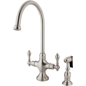image:imageKingston Brass KS1768ALBS Vintage Classic Kitchen Faucet with Brass Sprayer 778Inch Satin NickelBrushed Nickel