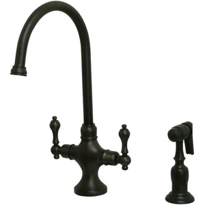 image:imageKingston Brass KS1768ALBS Vintage Classic Kitchen Faucet with Brass Sprayer 778Inch Satin NickelOil Rubbed Bronze