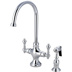 image:imageKingston Brass KS1768ALBS Vintage Classic Kitchen Faucet with Brass Sprayer 778Inch Satin NickelPolished Chrome