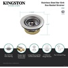 image:imageKingston Brass K461 Stainless Steel Duo Bar Sink Strainer with Die Cast Nut 21316Inch Diameter Brushed Nickel