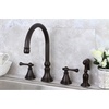 image:imageKingston Brass KS2795BLBS Governor DoubleHandle Widespread Kitchen Faucet with Brass Sprayer Oil Rubbed BronzeOil Rubbed Bronze