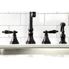 image:imageKingston Brass KS2795PKLBS Duchess Widespread Kitchen Faucet with Brass Sprayer Oil Rubbed BronzeOil Rubbed Bronze