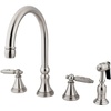 image:imageKingston Brass GS2798GLBS Georgian Widespread Two Handle Kitchen Faucet with Matching Brass Sprayer 814Inch in Spout Reach Brushed NickelBrushed Nickel