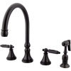 image:imageKingston Brass GS2798GLBS Georgian Widespread Two Handle Kitchen Faucet with Matching Brass Sprayer 814Inch in Spout Reach Brushed NickelOil Rubbed Bronze