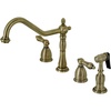 image:imageKingston Brass KB1790ALBS 8Inch Widespread Kitchen Faucet with Brass Sprayer Matte BlackAntique Brass