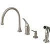 image:imageKingston Brass KB828K8 Chatham single Lever Handle Kitchen Faucet with Sprayer amp Soap Dispenser Brushed Nickel 9 Spout ReachBrushed Nickel