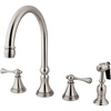 image:imageKingston Brass KS2795BLBS Governor DoubleHandle Widespread Kitchen Faucet with Brass Sprayer Oil Rubbed BronzeBrushed Nickel