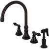 image:imageKingston Brass KS2795PKLBS Duchess Widespread Kitchen Faucet with Brass Sprayer Oil Rubbed BronzeOil Rubbed Bronze