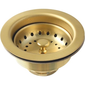 image:imageKingston Brass K121BBB Fresno 312 Stainless Steel Kitchen Sink Basket Strainer Brushed Brass