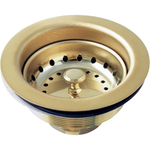 image:imageKingston Brass K121BPB Fresno 312 Stainless Steel Kitchen Sink Basket Strainer Polished Brass