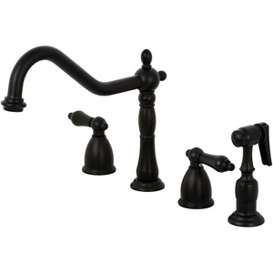 image:imageKingston Brass KB1790ALBS 8Inch Widespread Kitchen Faucet with Brass Sprayer Matte BlackMatte Black