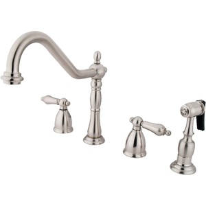 image:imageKingston Brass KB1790ALBS 8Inch Widespread Kitchen Faucet with Brass Sprayer Matte BlackNickel