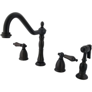 image:imageKingston Brass KB1790ALBS 8Inch Widespread Kitchen Faucet with Brass Sprayer Matte BlackOil Rubbed Bronze