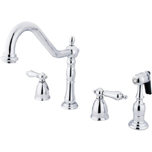 image:imageKingston Brass KB1790ALBS 8Inch Widespread Kitchen Faucet with Brass Sprayer Matte BlackPolished Chrome