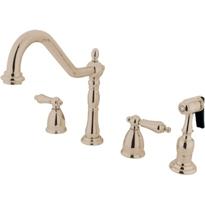 image:imageKingston Brass KB1790ALBS 8Inch Widespread Kitchen Faucet with Brass Sprayer Matte BlackPolished Nickel
