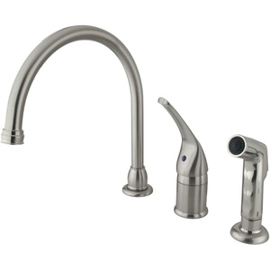 image:imageKingston Brass KB821 Chatham Single Lever Handle Kitchen Faucet with Sprayer without Soap Dispenser 9Inch Polished ChromeBrushed Nickel