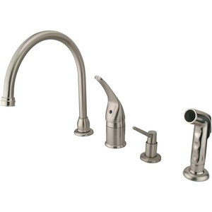 image:imageKingston Brass KB828K8 Chatham single Lever Handle Kitchen Faucet with Sprayer amp Soap Dispenser Brushed Nickel 9 Spout ReachBrushed Nickel