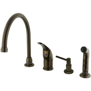 image:imageKingston Brass KB828K8 Chatham single Lever Handle Kitchen Faucet with Sprayer amp Soap Dispenser Brushed Nickel 9 Spout ReachOil Rubbed Bronze