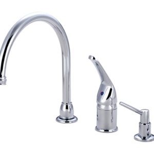 image:imageKingston Brass KB828K8 Chatham single Lever Handle Kitchen Faucet with Sprayer amp Soap Dispenser Brushed Nickel 9 Spout ReachPolished Chrome