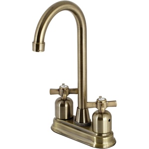 image:imageKingston Brass KB849ZXAC Millennium TwoHandle 2Hole Deck Mount Bar Faucet in Antique CopperAntique Brass