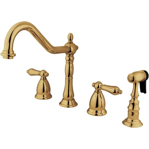 image:imageKingston Brass KS1798ALBS Widespread Kitchen Faucet Brushed NickelPolished Brass