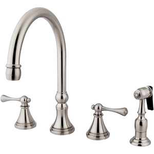 image:imageKingston Brass KS2795BLBS Governor DoubleHandle Widespread Kitchen Faucet with Brass Sprayer Oil Rubbed BronzeBrushed Nickel