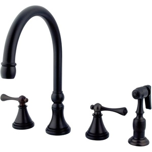 image:imageKingston Brass KS2795BLBS Governor DoubleHandle Widespread Kitchen Faucet with Brass Sprayer Oil Rubbed BronzeOil Rubbed Bronze
