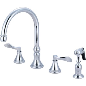 image:imageKingston Brass KS2795DFLBS Widespread Kitchen Faucet Oil Rubbed BronzePolished Chrome