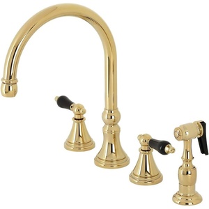 image:imageKingston Brass KS2795PKLBS Duchess Widespread Kitchen Faucet with Brass Sprayer Oil Rubbed BronzePolished Brass