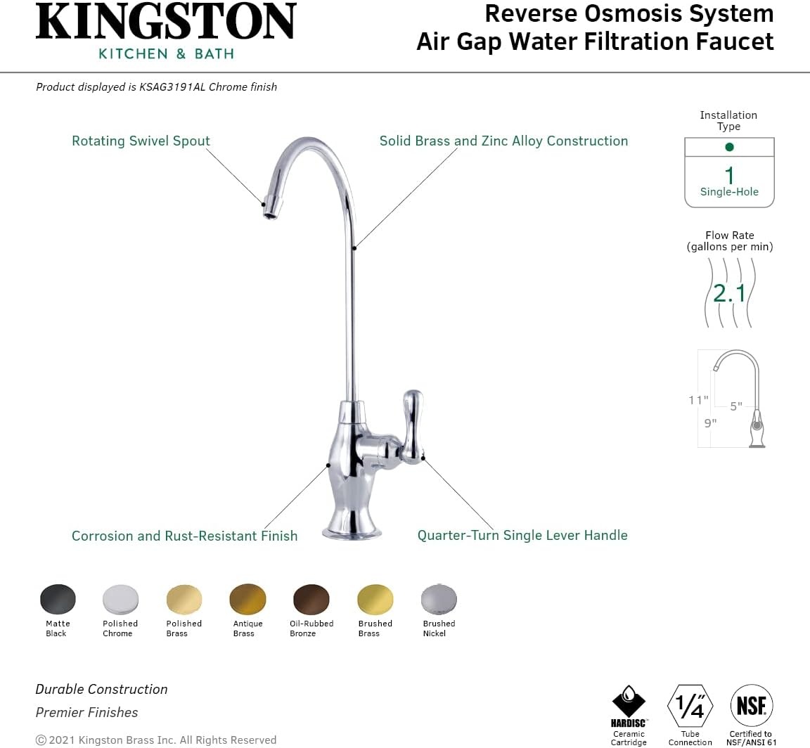 image:imageKingston Brass KSAG3195AL Restoration Water Filtration Faucet Oil Rubbed Bronze 2 x 475 x 1094Vintage Brass
