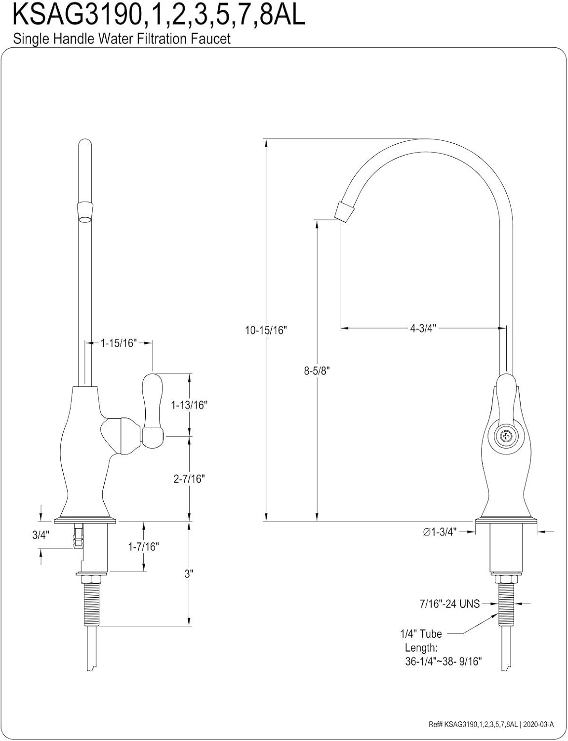 image:imageKingston Brass KSAG3195AL Restoration Water Filtration Faucet Oil Rubbed Bronze 2 x 475 x 1094Vintage Brass