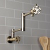 image:imageKingston Brass KS4106RKX Webb TwoHandle 1Hole Wall Mount Pot Filler with Knurled Handle in Polished NickelAntique Brass