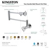 image:imageKingston Brass KS4106RKX Webb TwoHandle 1Hole Wall Mount Pot Filler with Knurled Handle in Polished NickelAntique Brass
