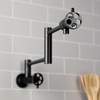 image:imageKingston Brass KS4106RKX Webb TwoHandle 1Hole Wall Mount Pot Filler with Knurled Handle in Polished NickelMatte Black