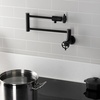 image:imageKingston Brass KS4106RKX Webb TwoHandle 1Hole Wall Mount Pot Filler with Knurled Handle in Polished NickelMatte Black