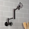 image:imageKingston Brass KS4106RKX Webb TwoHandle 1Hole Wall Mount Pot Filler with Knurled Handle in Polished NickelOil Rubbed Bronze