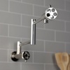 image:imageKingston Brass KS4106RKX Webb TwoHandle 1Hole Wall Mount Pot Filler with Knurled Handle in Polished NickelPolished Nickel