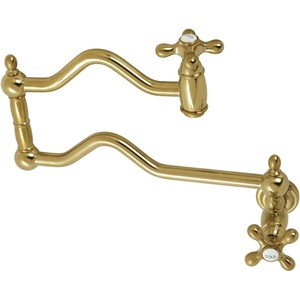 image:imageKingston Brass KS2101AX Heritage Wall Mount Pot Filler Polished ChromeBrushed Brass
