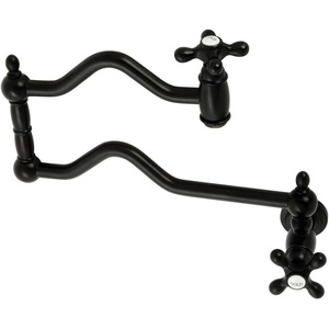 image:imageKingston Brass KS2101AX Heritage Wall Mount Pot Filler Polished ChromeMatte Black