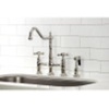 image:imageKingston Brass KS1271AXBS Heritage Kitchen Faucet with Brass Sprayer 834Inch Polished ChromeBrushed Nickel