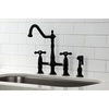 image:imageKingston Brass KS1271AXBS Heritage Kitchen Faucet with Brass Sprayer 834Inch Polished ChromeMatte Black