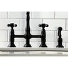 image:imageKingston Brass KS1271AXBS Heritage Kitchen Faucet with Brass Sprayer 834Inch Polished ChromeMatte Black