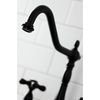 image:imageKingston Brass KS1271AXBS Heritage Kitchen Faucet with Brass Sprayer 834Inch Polished ChromeMatte Black