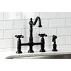 image:imageKingston Brass KS1271AXBS Heritage Kitchen Faucet with Brass Sprayer 834Inch Polished ChromeMatte Black