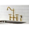 image:imageKingston Brass KS1271AXBS Heritage Kitchen Faucet with Brass Sprayer 834Inch Polished ChromeOil Rubbed Bronze