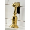 image:imageKingston Brass KS1271TALBS Tudor 8 Inch Center Kitchen Faucet With Brass Sprayer Polished Chrome 834 inch in Spout Reach Polished ChromeBrushed Brass