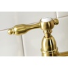 image:imageKingston Brass KS1271TALBS Tudor 8 Inch Center Kitchen Faucet With Brass Sprayer Polished Chrome 834 inch in Spout Reach Polished ChromeBrushed Brass