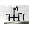 image:imageKingston Brass KS1271TALBS Tudor 8 Inch Center Kitchen Faucet With Brass Sprayer Polished Chrome 834 inch in Spout Reach Polished ChromeMatte Black