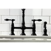 image:imageKingston Brass KS1271TALBS Tudor 8 Inch Center Kitchen Faucet With Brass Sprayer Polished Chrome 834 inch in Spout Reach Polished ChromeMatte Black